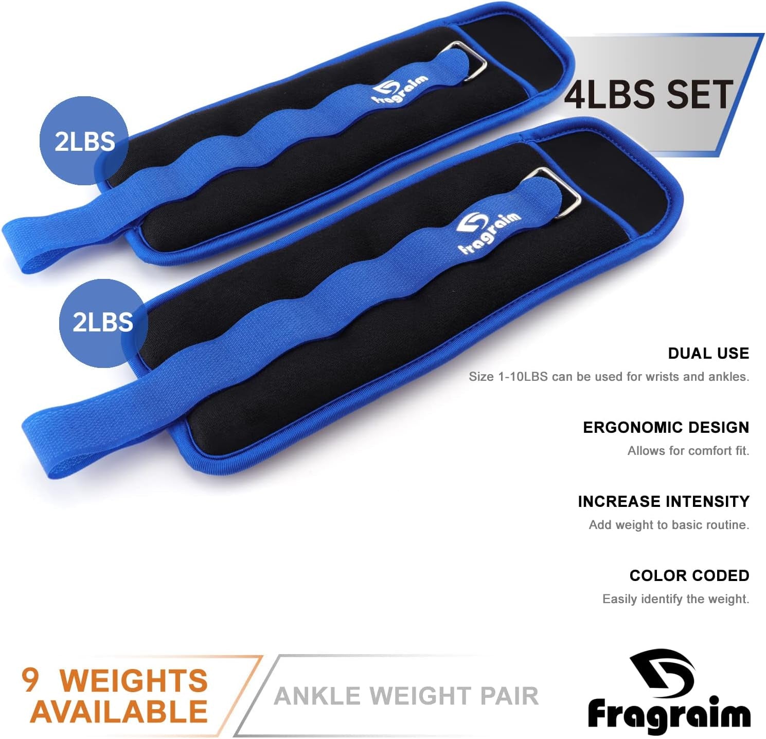 Ankle Weights for Women, Men and Kids - 2  LBS 1 Pair Strength Training Wrist/Leg/Arm Weight with Adjustable Strap for Jogging, Gymnastics, Aerobics, Physical Therapy